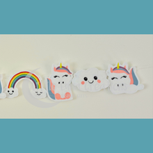 Load image into Gallery viewer, Felt machine embroidered unicorn bunting designs