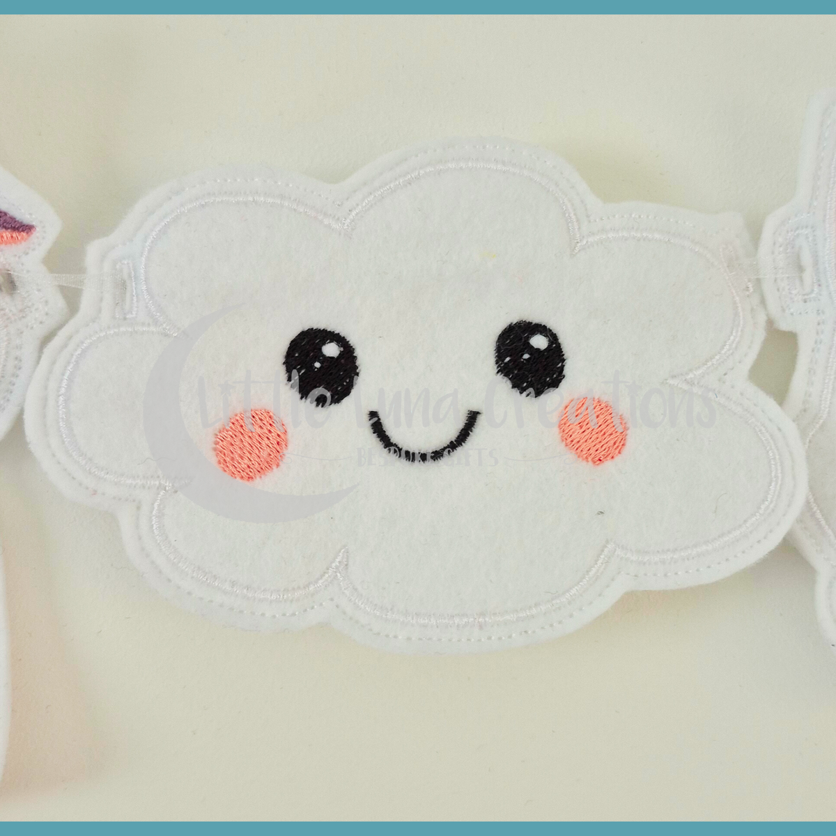 Felt machine embroidered unicorn bunting designs