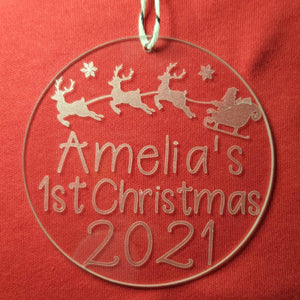 Personalised 'First Christmas' Glass Tree Decoration 2021 - Little Luna Creations