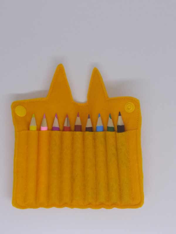 Yellow Fox Felt Crayon Holder 