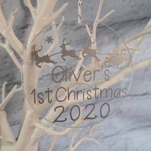 Personalised 'First Christmas' Glass Tree Decoration 2020 - Little Luna Creations