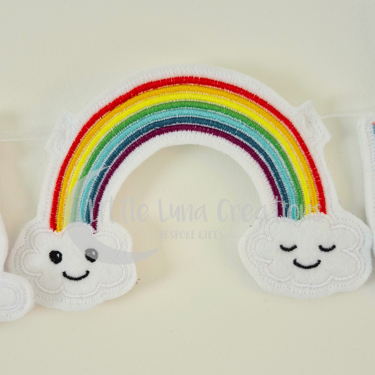 Felt machine embroidered unicorn bunting designs