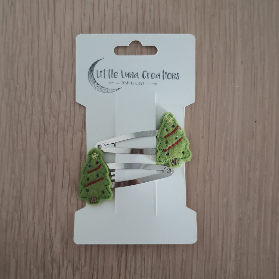 Cute Christmas Hair Clips - Little Luna Creations