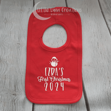 Load image into Gallery viewer, Personalised &#39;First Christmas&#39; bibs