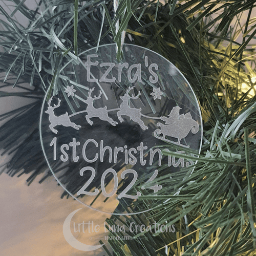 Personalised 'First Christmas' Glass Tree Decoration