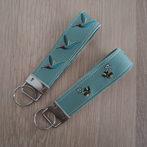 Embroidered Vinyl Key Fobs - Little Luna Creations