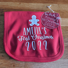 Load image into Gallery viewer, Personalised &#39;First Christmas&#39; bibs - Little Luna Creations